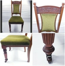 QUALITY OAK,  ANTIQUE, EDWARDIAN IN GREEN VELOUR BROWN WOOD