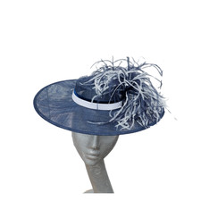 Billie - Navy & White Boater  ASCOT WEDDING