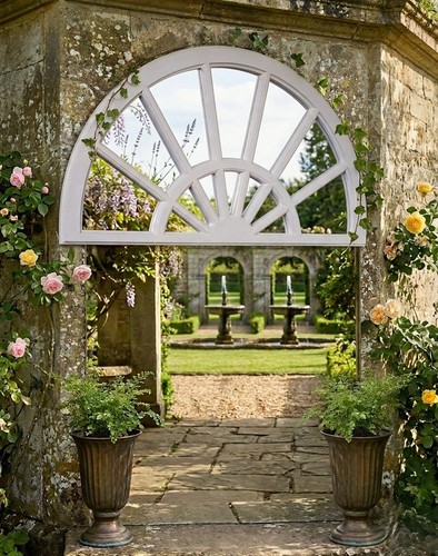 White half circle palladian - white,