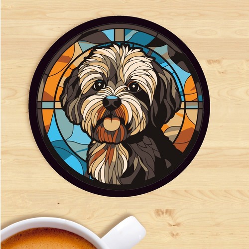 Pet dog coaster stained - dog,