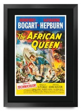 African Queen A3 Framed Humphrey Bogart, Katharine Hepburn Poster a Movie Fan
