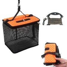 Foldable Floating Basket Portable Collapsible Mesh Fishing Holder Bait Bucket