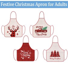 Holiday Kitchen Apron Merry Christmas Adjustable Festive Baking Cooking BBQ Wear
