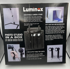 Photo Studio In Box  Luminox 2 x Lights Backgrounds Stand & Carrier LXMSC1001