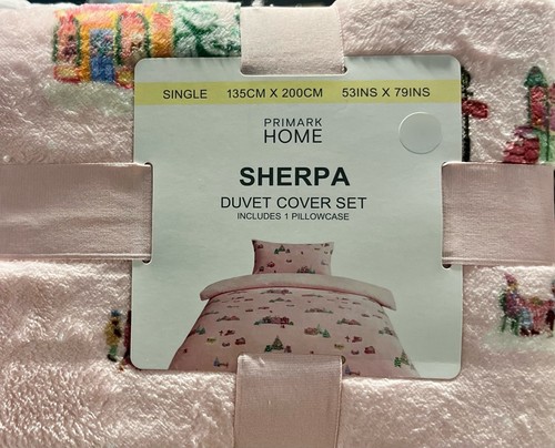 Pink village christmas - village, fleece