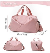 Gym Bag Pink Nylon Shoe Pocket Wet Pocket Detachable Strap 35 L Sports Tote/4924