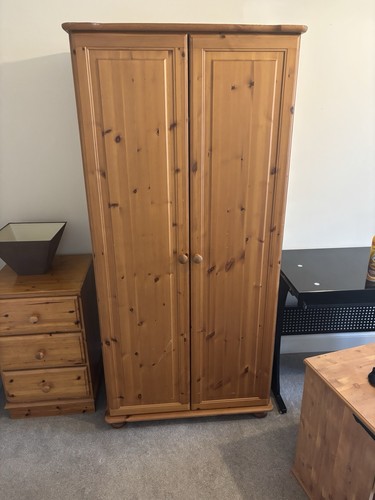Solid pine double wardrobe - solid,