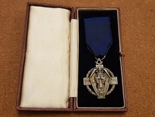 Vintage 1928 Hallmarked Silver Masonic Hall Stone Jewel + Box - Awarded