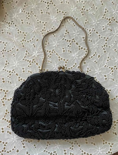 Vintage black hand beaded - vintage,