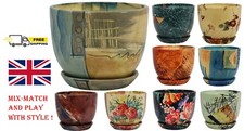 CERAMIC PLANT POTS WITH SAUCER LARGE AND SMALL- 41  COLOURS  FLOWER POTS BONSAI