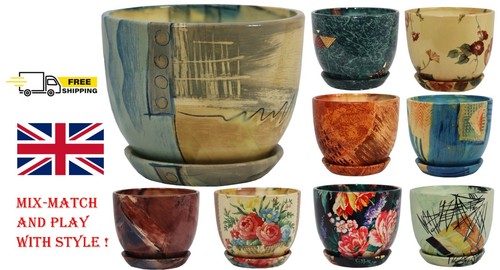 Ceramic plant pots with saucer - ceramic,