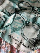 STEPHEN WEBSTER Silk Square Scarf 59cm Jewels Hummingbirds + Liberty Tie Cards