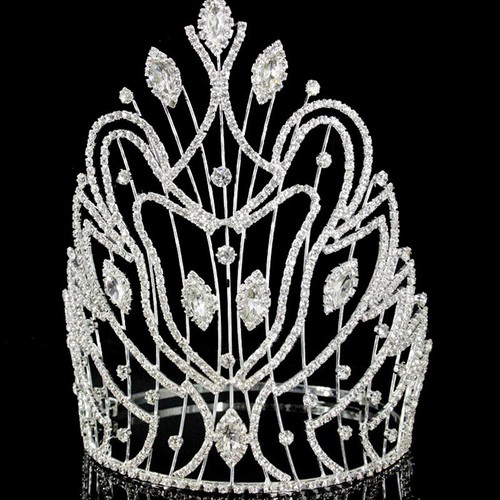 20cm tall crystal huge tiara - crystal,