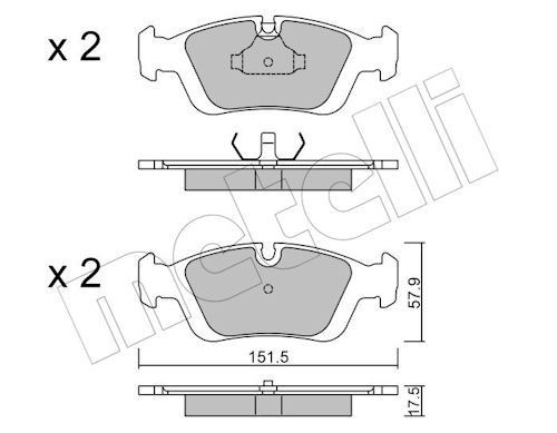 0124 brake pad set - 22-0124-0, set,