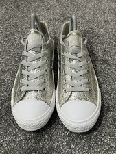 Converse All Star Low Silver Glitter Junior Size UK 4/ EU 37