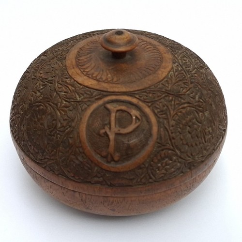 Vintage wooden carved lidded - wooden,