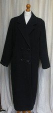 Vintage 80's wool long navy blue Crombie style overcoat coat size 14