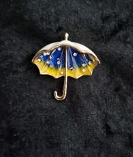 Blue & Yellow Umbrella Brooch