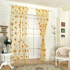 Yellow 100x200cm Sunflower Pattern Curtain Home Decoration Polyester Fibre SG