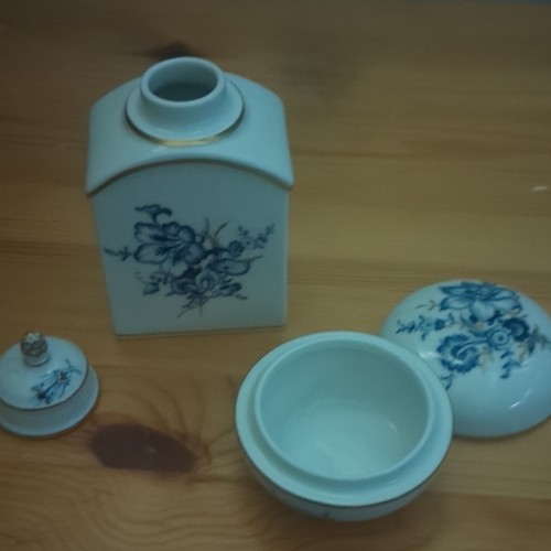 Blue white floral - white, ceramic