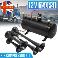 Air Horn Truck Train Horns Kit 12 Volt with Air Compressor 4 Trumpet 150db UK