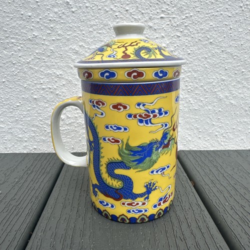 Chinese dragon ceramic tea mug - ceramic,