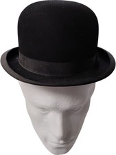Vintage Black Bowler Hat by Herbert Johnson of Bond Street Size 6.7/8 - KK41