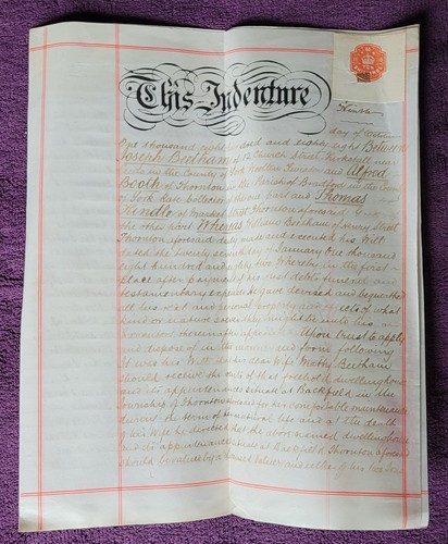 1888 vellum indenture joseph - indenture,