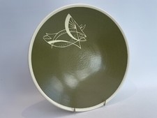 Mid Century Rare Royal Lancastrian Sgraffito Bowl Abstract Fish John Brannan 50s