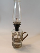 Small Vintage 10" Oil Lamp Hurricane / Lantern / Glass / Hong Kong / Retro