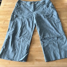 EDITIONS Size 16 Cropped   Blue Trousers Front Slip And Silver Covered Poppers