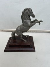 Bronze-Style Rearing Horse Figure – 22cm, Missing Base, Heavy Metal
