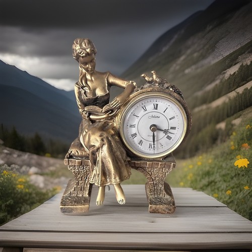 Lady sitting clock - lady,