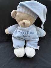 Mothercare My Bedtime Bear Baby First Teddy Blue Plush Comforter Soft Toy