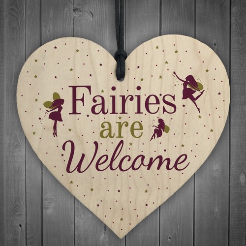 Wooden fairies welcome - wooden,