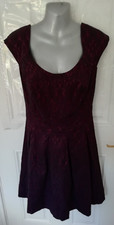 Pepperberry Size 10 Super Curvy Black Purple Lace Occasion Dress Back Zip Lined