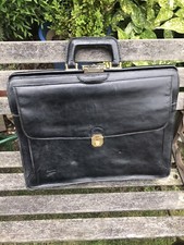 Gladstone Style Vintage Texier Black Leather Attache Briefcase/Keys Include/Used