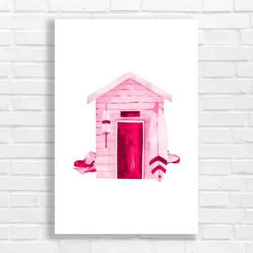 Coastal beach hut pink - hut,