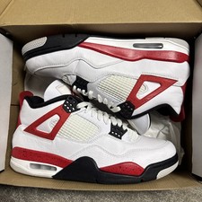 Size UK 9 - Nike Air Jordan 4 Retro Red Cement White Grey Black GREAT CONDITION