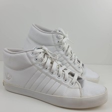 White Adidas Mens Lace Up Hi Top Trainers UK Size 9 EUR 43