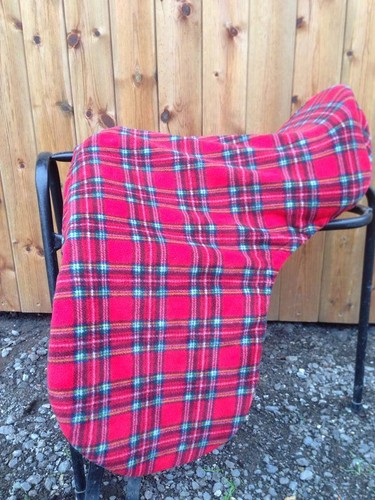 Saddle cover red tartan - red, fleece