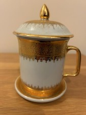 GOLD DRIP BENJARONG HAND PAINTED THAILAND  TEA / COFFEE-CUP -SAUCER