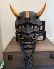 Japanese Hannya Devil Demon Oni Samurai Prajna Cosplay Black Mask Halloween Prop