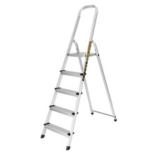 Aluminium Folding 5 Step Ladder Tread Ladders Anti-Slip StepsMax Load 150kg