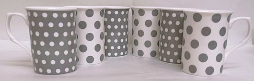 Grey dots spots mugs - &,