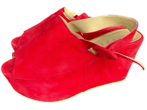 Red office faux suede platform - office,