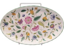 Minton Haddon Hall Bone China Oval Collector Plate Floral Design 8.5 Inch