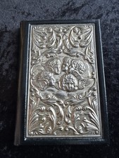 antique sterling silver cherub leather address book