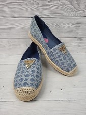 Guess Blue Esperdrile Slip On Shoes Logo Print Gold Emblem Size 5. New. PP