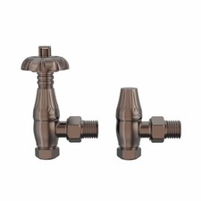 Traditional Thermostatic TRV Antique Design Angled Radiator Rad Valves Pair
